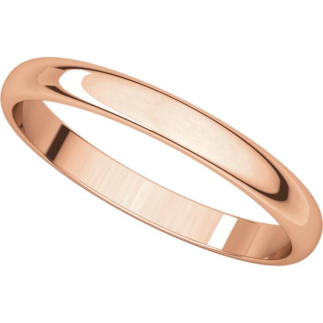 2.5mm Half Round Light Wedding Band Stackable Ring - 14k Gold (Y, W, or R), Palladium, Platinum, Sterling Silver