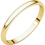 2mm Half Round Light Wedding Band Stackable Ring - 14k Gold (Y, W, or R), Palladium, Platinum, Sterling Silver