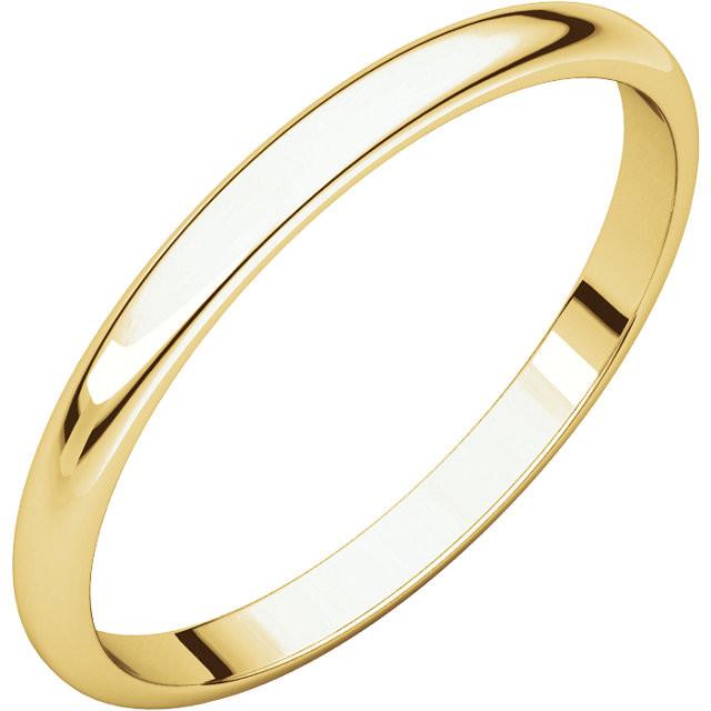 2mm Half Round Light Wedding Band Stackable Ring - 14k Gold (Y, W, or R), Palladium, Platinum, Sterling Silver