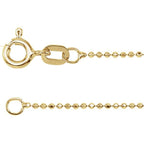 1mm Diamond-Cut Bead 7" Chain Bracelet - 14k Gold (Yellow or White)