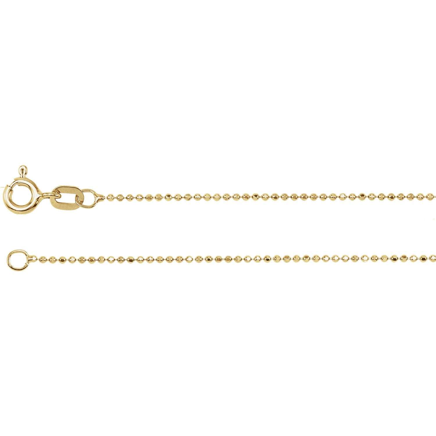1mm Diamond-Cut Bead 7" Chain Bracelet - 14k Gold (Yellow or White)