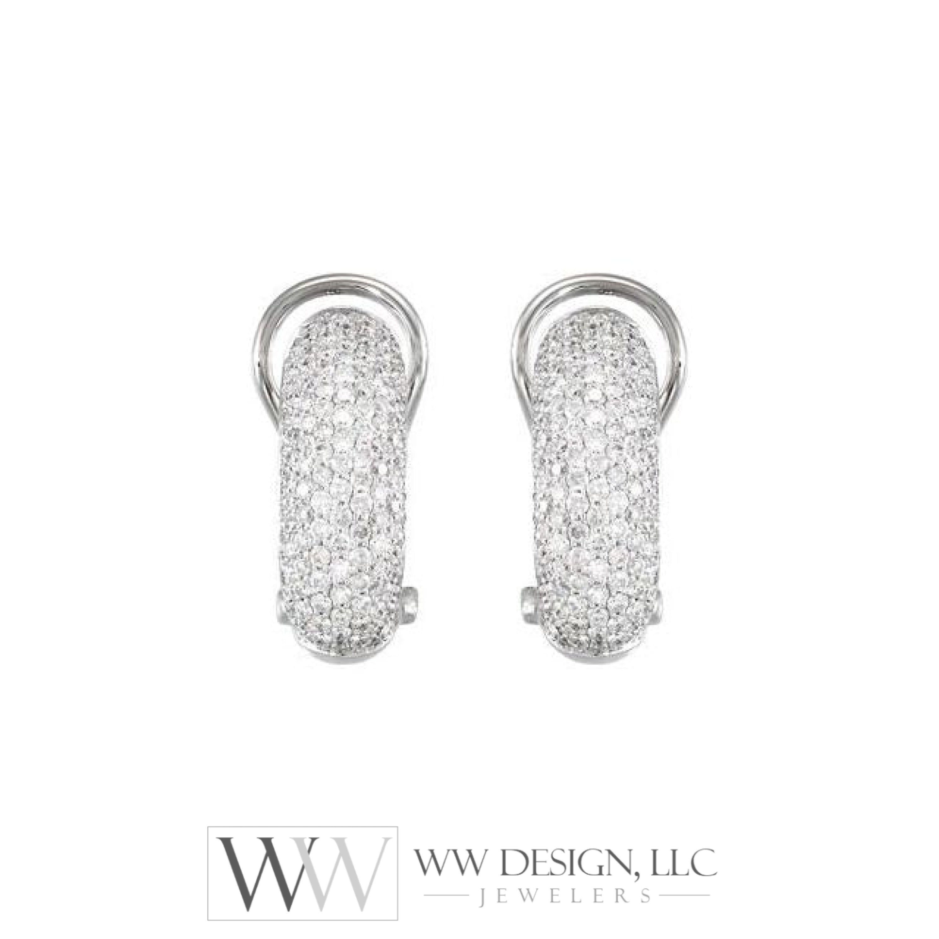 1.5 Ctw Natural Diamond Earrings - 14K White Gold