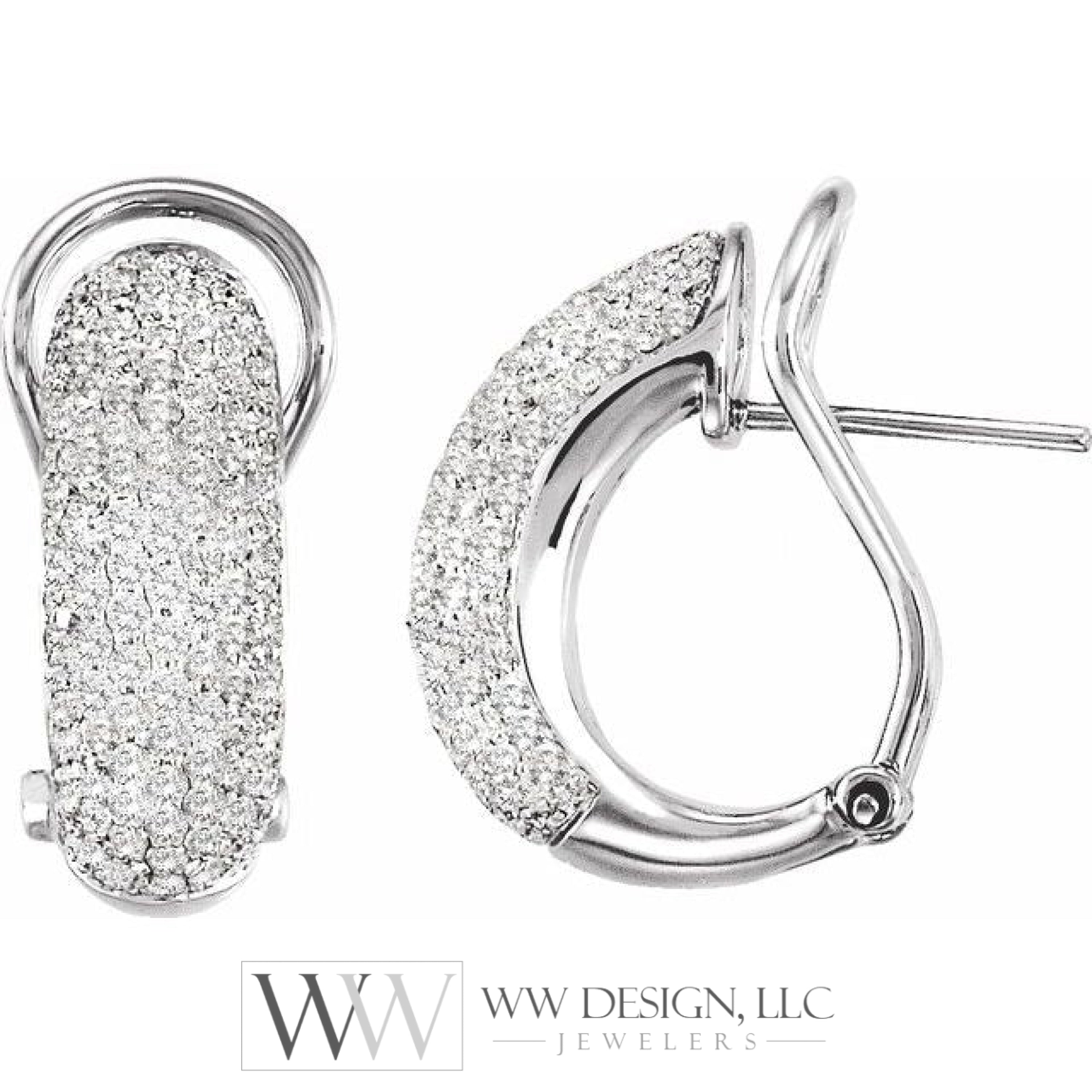 1.5 Ctw Natural Diamond Earrings - 14K White Gold