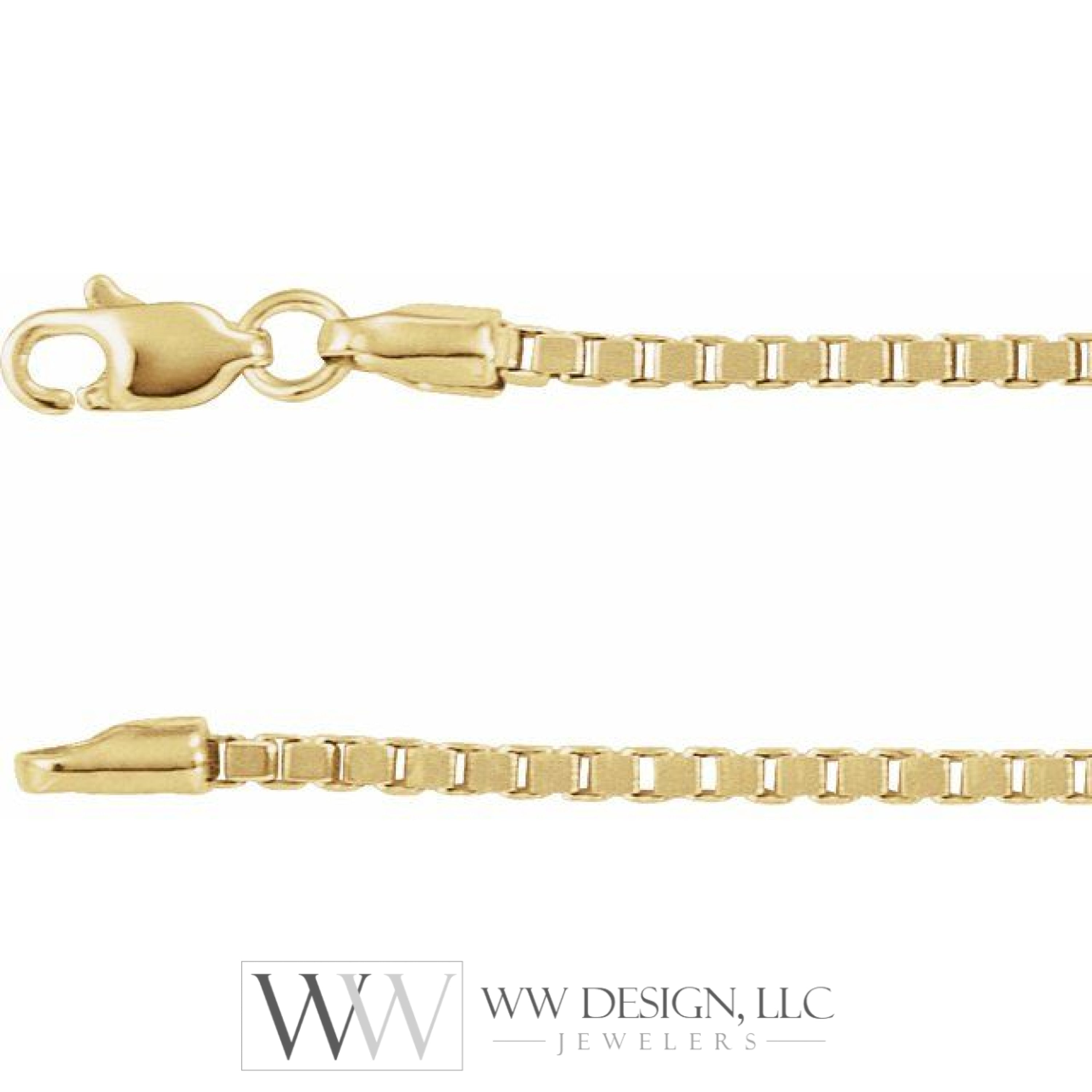 1.82Mm Box Chain Bracelet Or Necklace - 14K Gold (Y R W) Sterling Silver