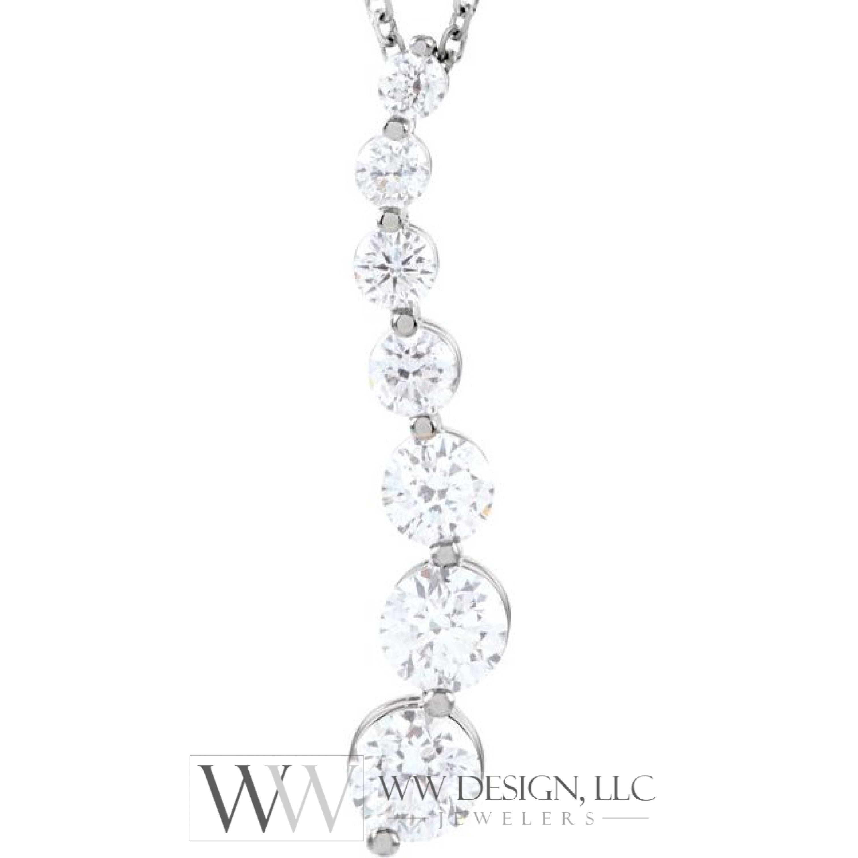 1 Ctw Journey Graduated Drop Diamond Necklace - 14K Gold (Y Or W) 14K White Earrings
