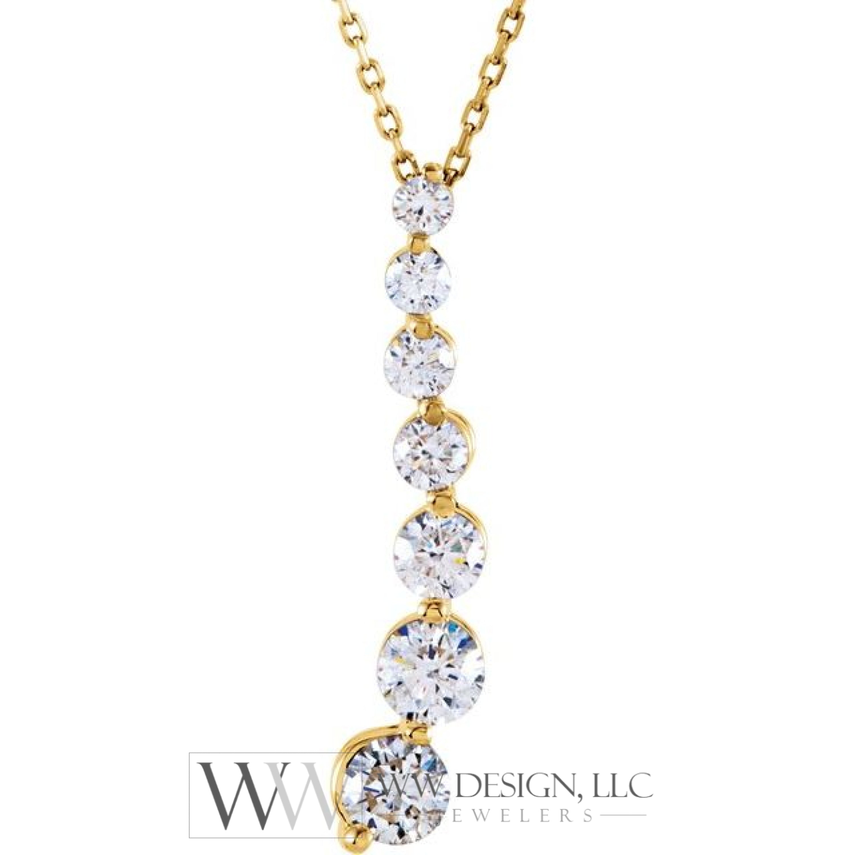 1 Ctw Journey Graduated Drop Diamond Necklace - 14K Gold (Y Or W) 14K Yellow Earrings