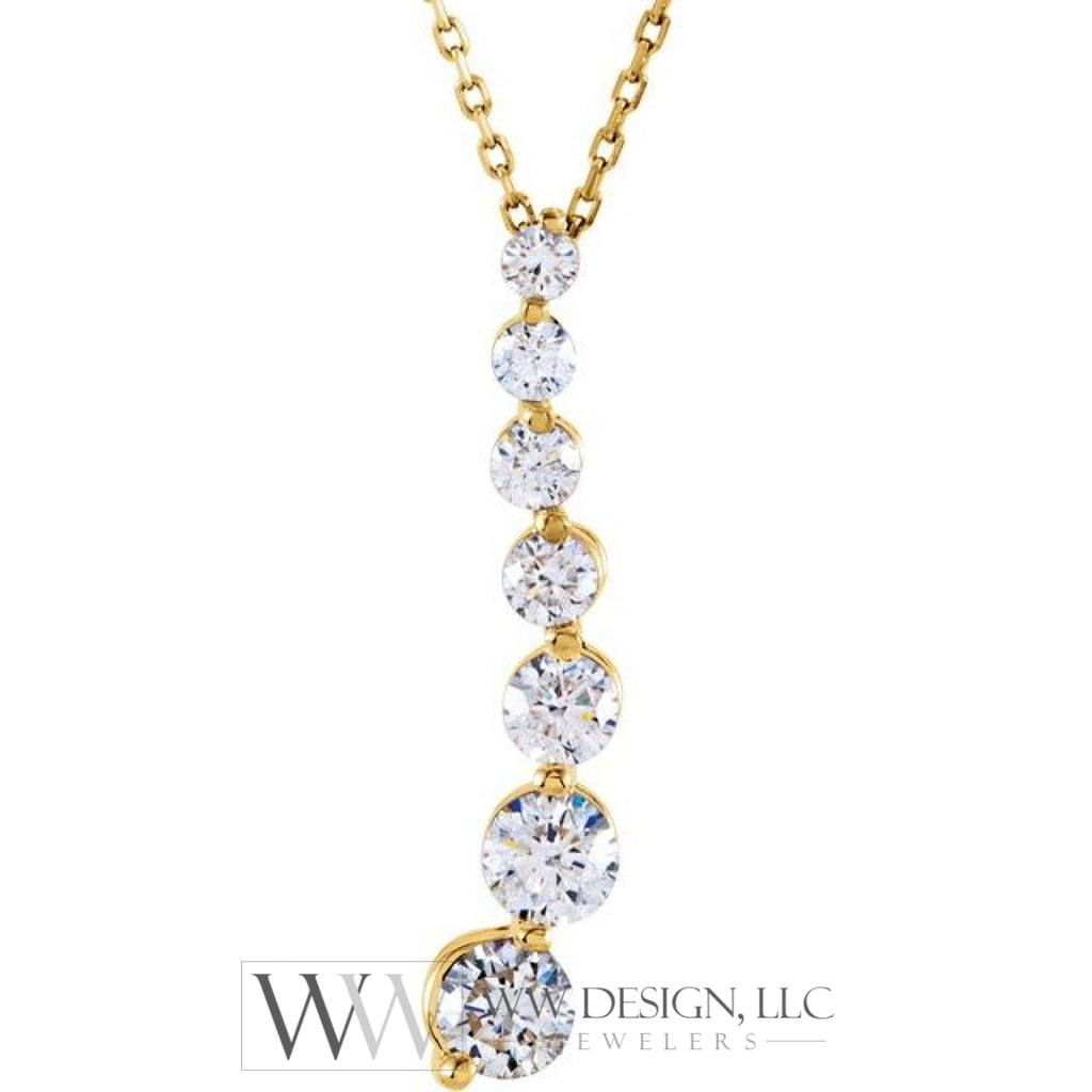 1 Ctw Journey Graduated Drop Diamond Necklace - 14K Gold (Y Or W) 14K Yellow Earrings