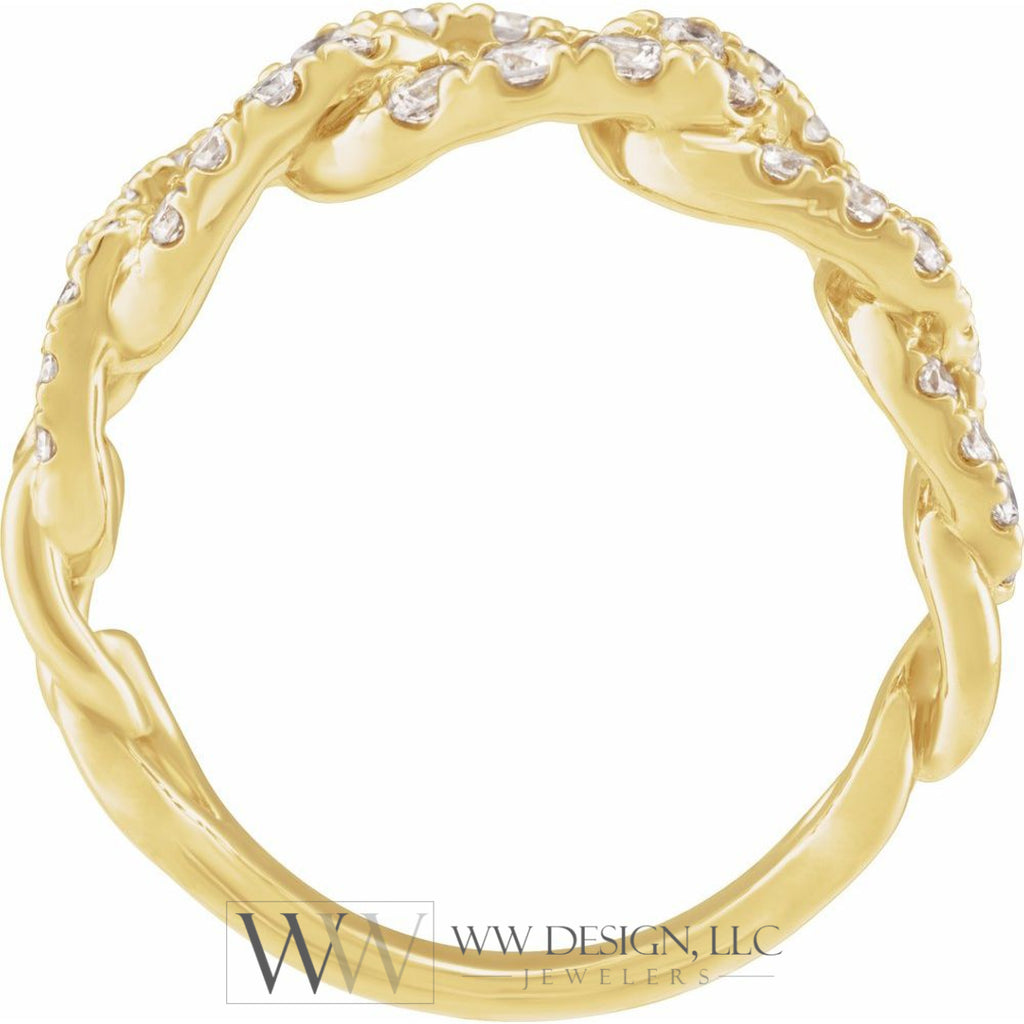 1 CTW Lab-Grown Diamond Chain Wedding Anniversary Band Stackable Ring - 14k Gold (Y, W or R)