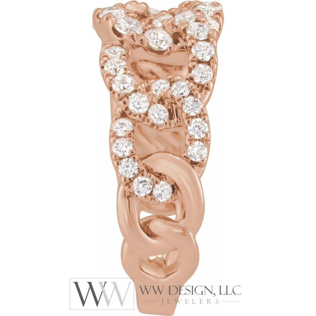 1 CTW Lab-Grown Diamond Chain Wedding Anniversary Band Stackable Ring - 14k Gold (Y, W or R)