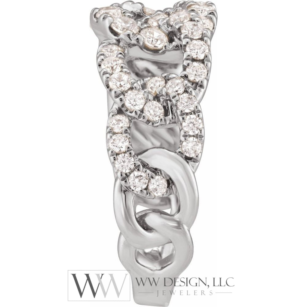 1 CTW Lab-Grown Diamond Chain Wedding Anniversary Band Stackable Ring - 14k Gold (Y, W or R)