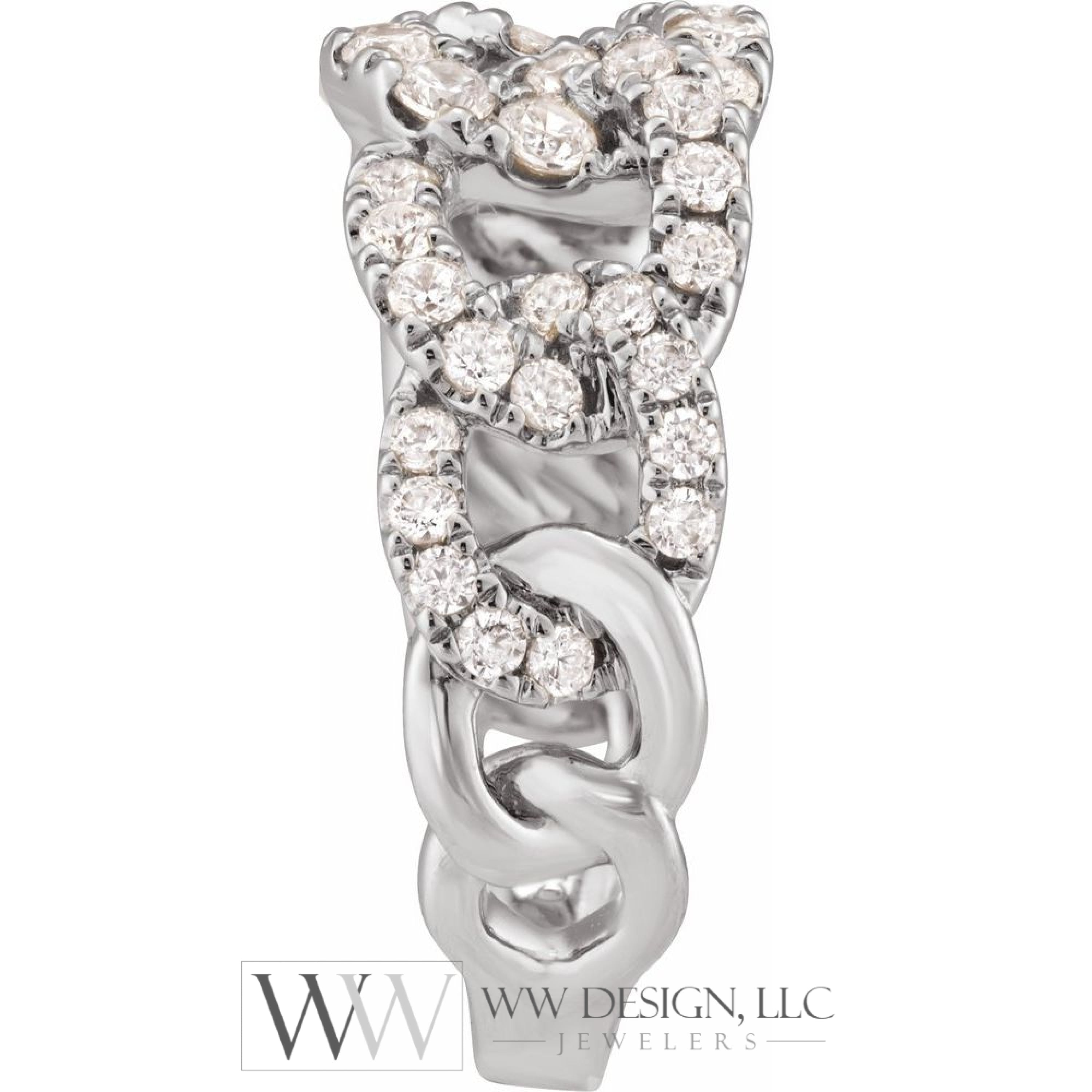 1 CTW Lab-Grown Diamond Chain Wedding Anniversary Band Stackable Ring - 14k Gold (Y, W or R)