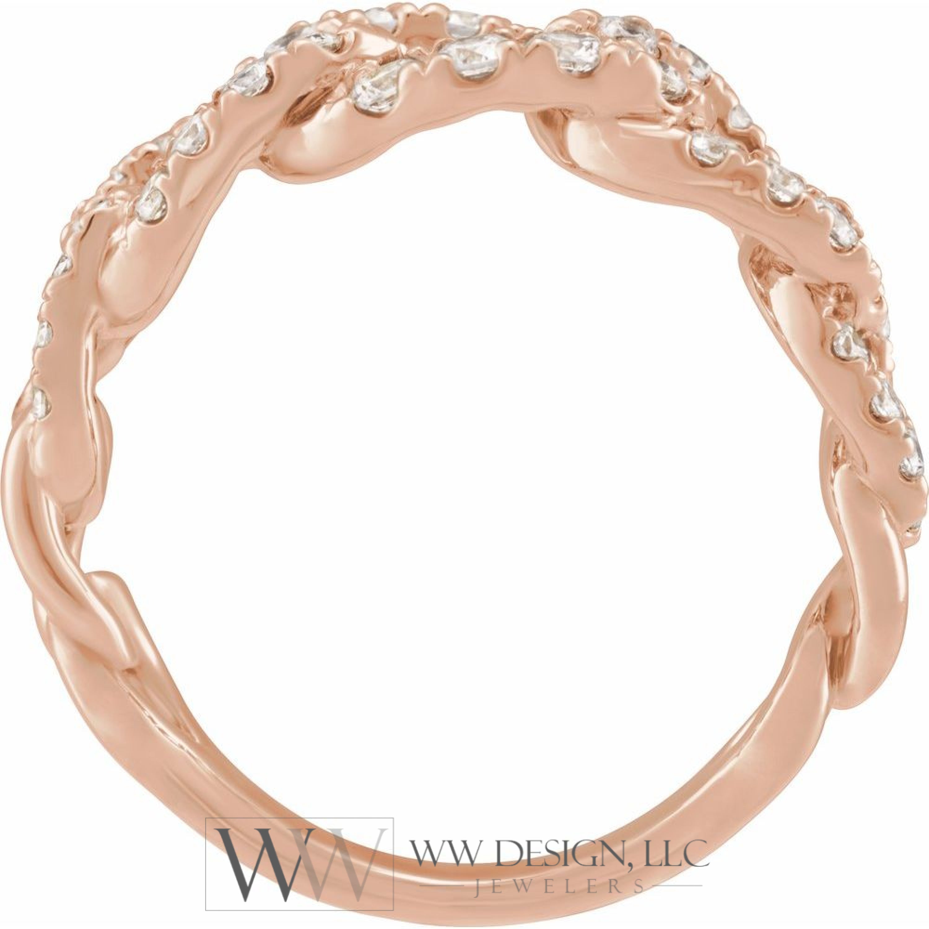 1 CTW Lab-Grown Diamond Chain Wedding Anniversary Band Stackable Ring - 14k Gold (Y, W or R)