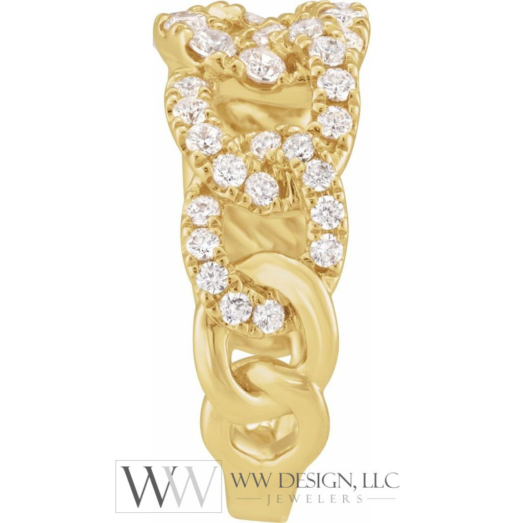 1 CTW Lab-Grown Diamond Chain Wedding Anniversary Band Stackable Ring - 14k Gold (Y, W or R)