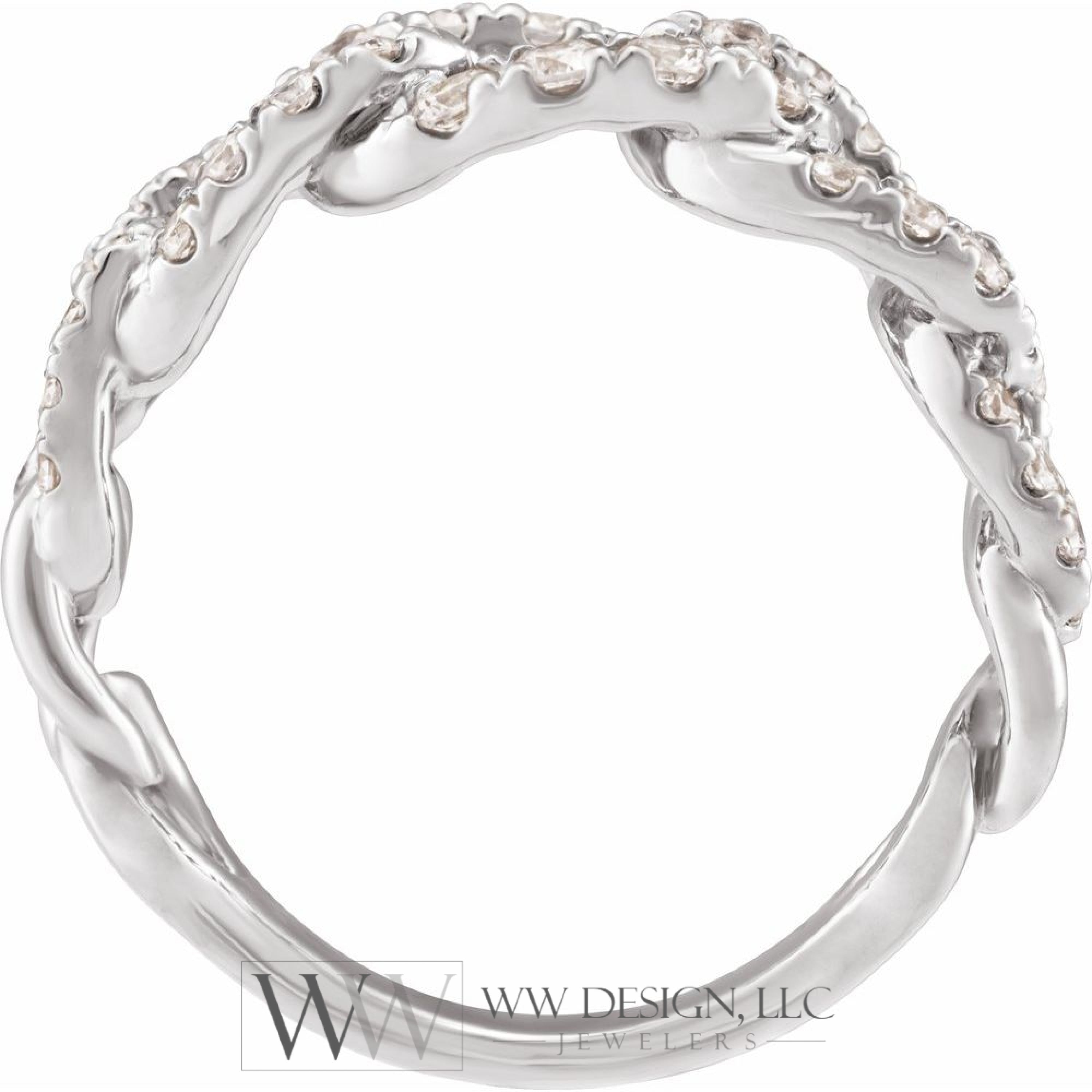 1 CTW Lab-Grown Diamond Chain Wedding Anniversary Band Stackable Ring - 14k Gold (Y, W or R)