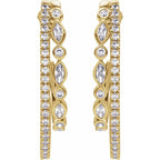 1.2 CTW Natural or Lab Diamond 30.5mm Double Hoop Earrings - 14K Gold (Y, W, or R)