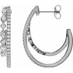 1.2 CTW Natural or Lab Diamond 30.5mm Double Hoop Earrings - 14K Gold (Y, W, or R)