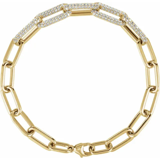 1.5 CTW Lab-Grown Diamond Paperclip-Style 7" Bracelet - 14k Gold (Y, R or W)