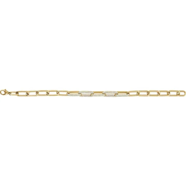 1.5 CTW Lab-Grown Diamond Paperclip-Style 7" Bracelet - 14k Gold (Y, R or W)