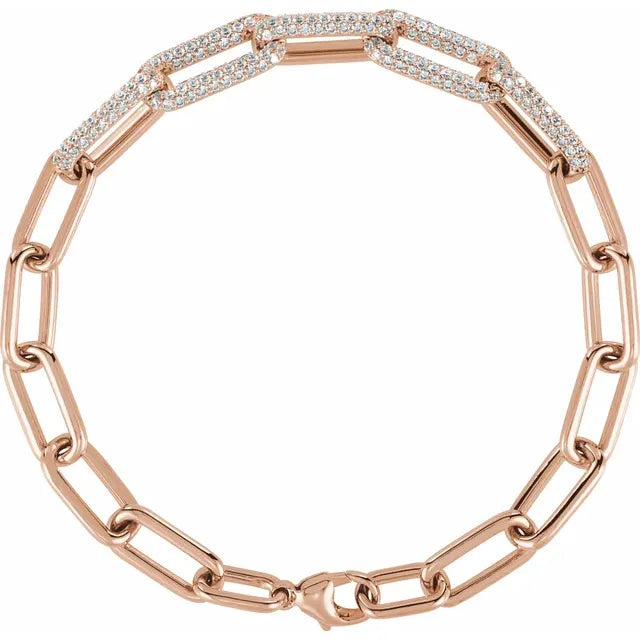 1.5 CTW Lab-Grown Diamond Paperclip-Style 7" Bracelet - 14k Gold (Y, R or W)