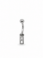 14k Gold Moving Zipper Belly Navel Ring CURVED Barbell Genuine 14k Gold (Yellow, White, or Rose) 14g, 16g, 18g Body Jewelry Eyebrow