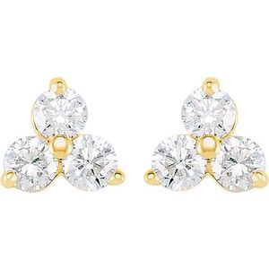 14K Yellow 1/5 CTW Natural Diamond Three-Stone Cluster Earring