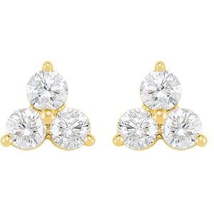 14K Yellow 1/5 CTW Natural Diamond Three-Stone Cluster Earring