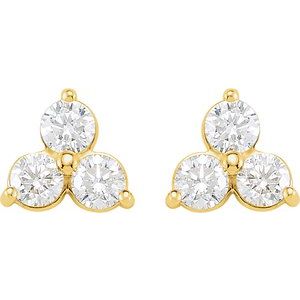 14K Yellow 1/5 CTW Natural Diamond Three-Stone Cluster Earring