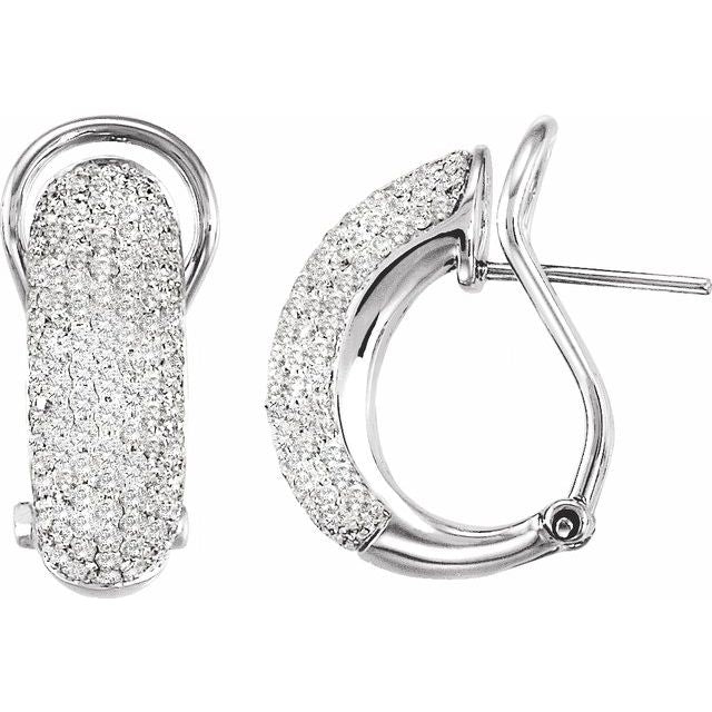 1.5 Ctw Natural Diamond Earrings - 14K White Gold