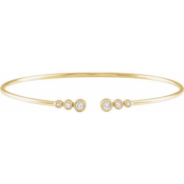 1/4 Ctw Natural Diamond Graduated Cuff 7 Bracelet - 14K Gold (Y W Or R)