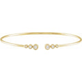 1/4 Ctw Natural Diamond Graduated Cuff 7 Bracelet - 14K Gold (Y W Or R)