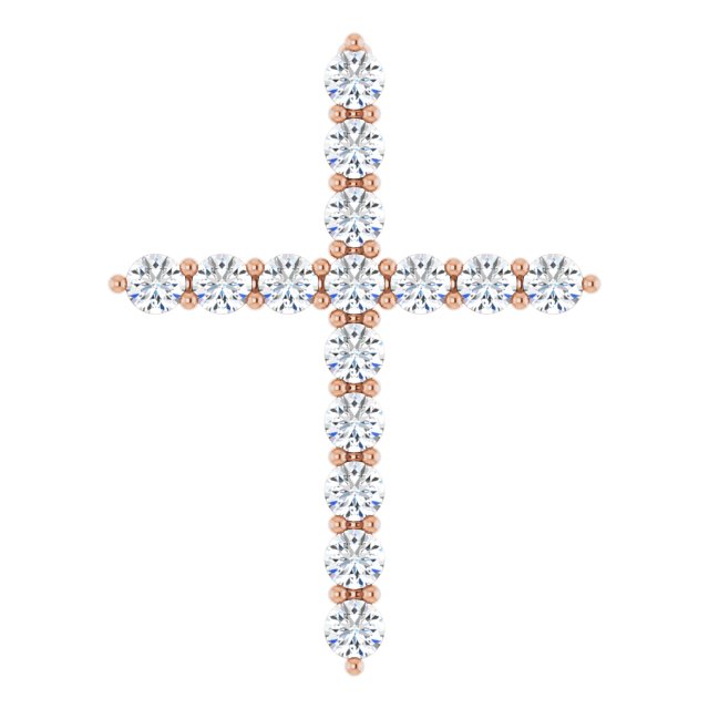 14K Rose 1/2 CTW Natural Diamond Cross Pendant