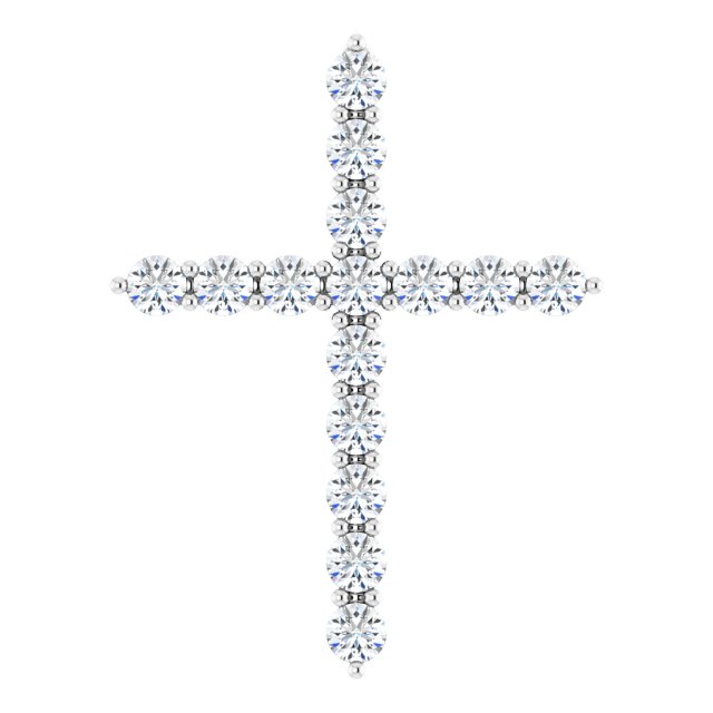 Sterling Silver 1/2 CTW Natural Diamond Cross Pendant