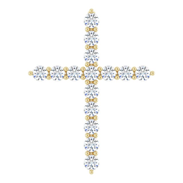 14K Yellow 1/2 CTW Lab-Grown Diamond Cross Pendant