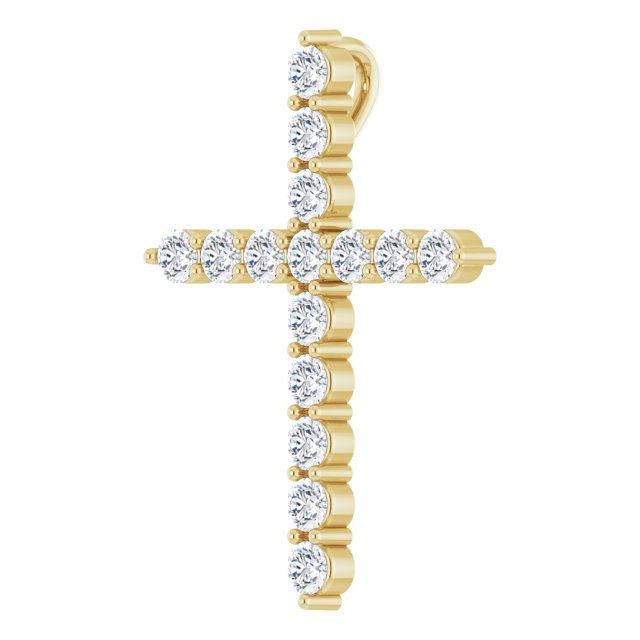 14K Yellow 1/2 CTW Lab-Grown Diamond Cross Pendant
