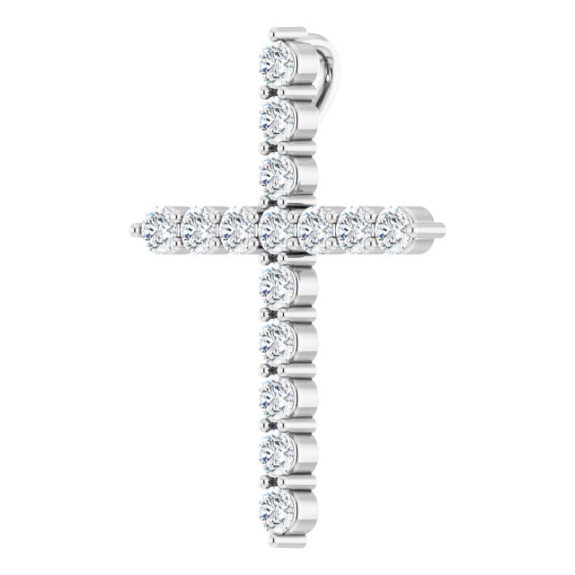 Sterling Silver 1/2 CTW Natural Diamond Cross Pendant