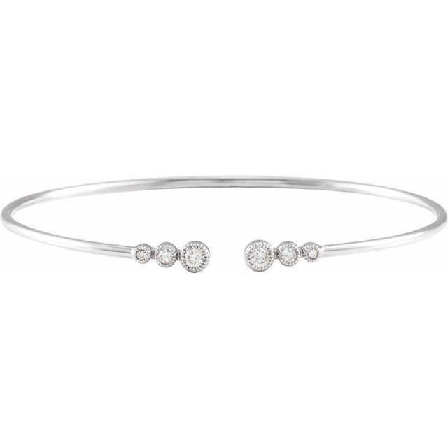 1/4 Ctw Natural Diamond Graduated Cuff 7 Bracelet - 14K Gold (Y W Or R)