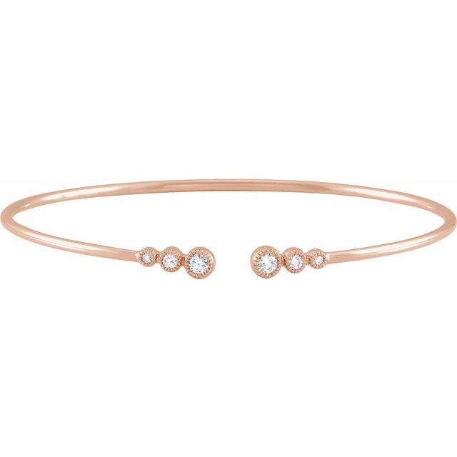 1/4 Ctw Natural Diamond Graduated Cuff 7 Bracelet - 14K Gold (Y W Or R)