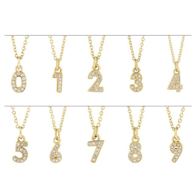 14K Yellow Petite Pavé™ .02 CTW Natural Diamond Numeral 1 16-18" Necklace