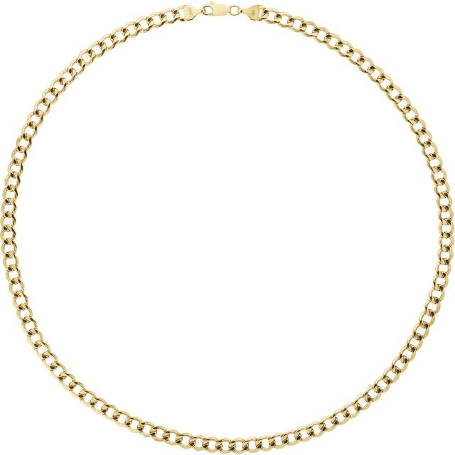 5.3mm Hollow Curb Chain Bracelet or Necklace - 14k Yellow Gold