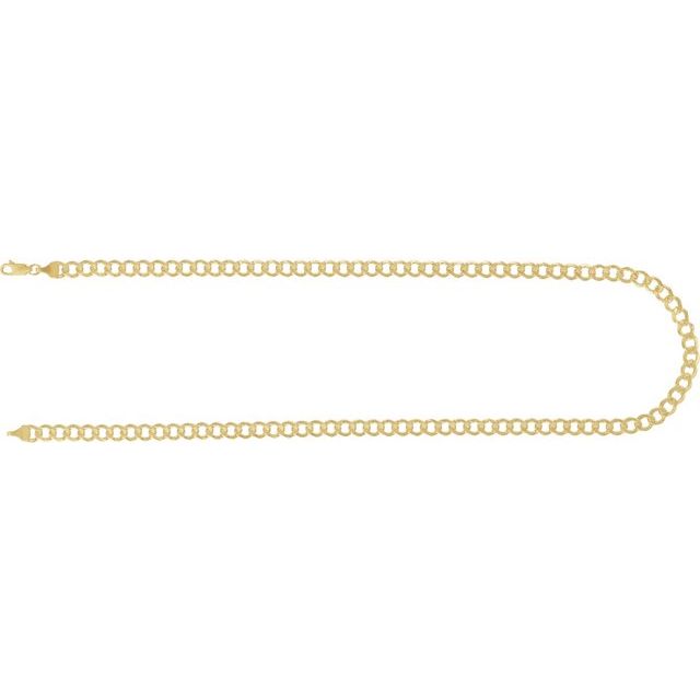 5.3mm Hollow Curb Chain Bracelet or Necklace - 14k Yellow Gold