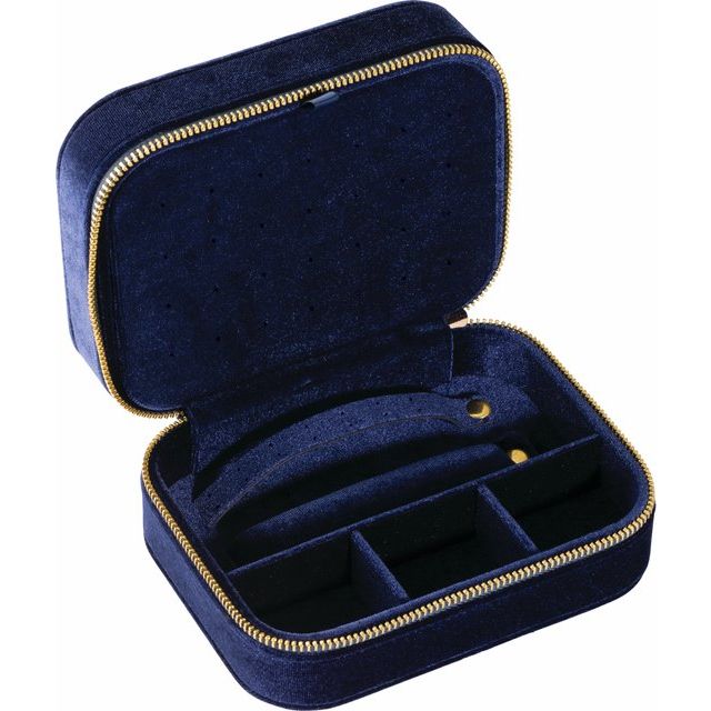 Velveteen Rectangle Jewelry Travel Case - Black, Navy, Green, or Brown Color