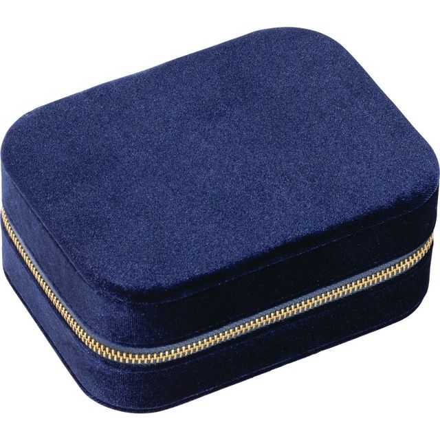 Velveteen Rectangle Jewelry Travel Case - Black, Navy, Green, or Brown Color