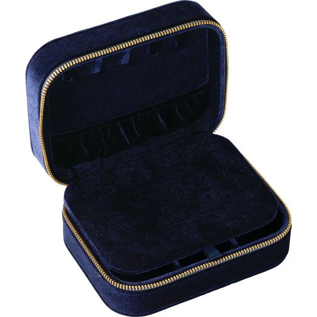 Velveteen Rectangle Jewelry Travel Case - Black, Navy, Green, or Brown Color