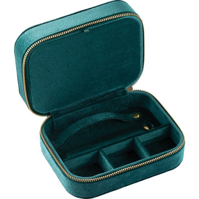 Velveteen Rectangle Jewelry Travel Case - Black, Navy, Green, or Brown Color