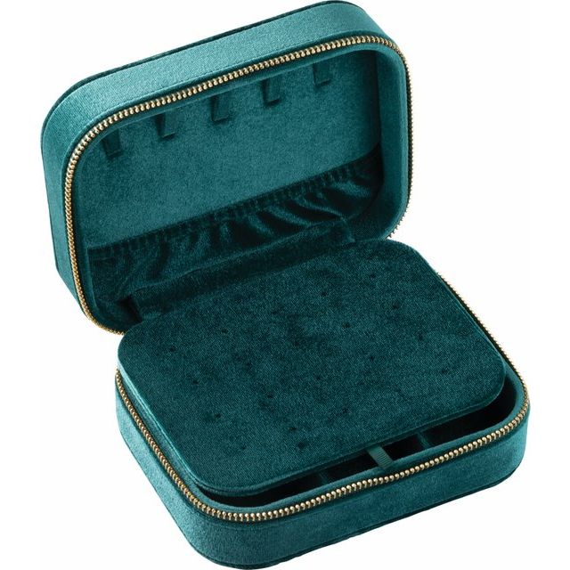 Velveteen Rectangle Jewelry Travel Case - Black, Navy, Green, or Brown Color