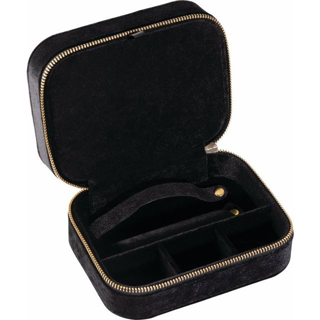 Velveteen Rectangle Jewelry Travel Case - Black, Navy, Green, or Brown Color