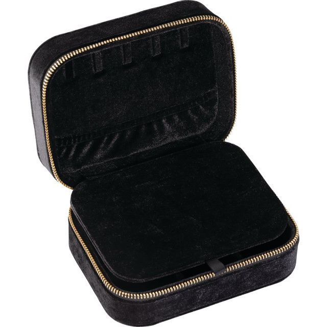 Velveteen Rectangle Jewelry Travel Case - Black, Navy, Green, or Brown Color