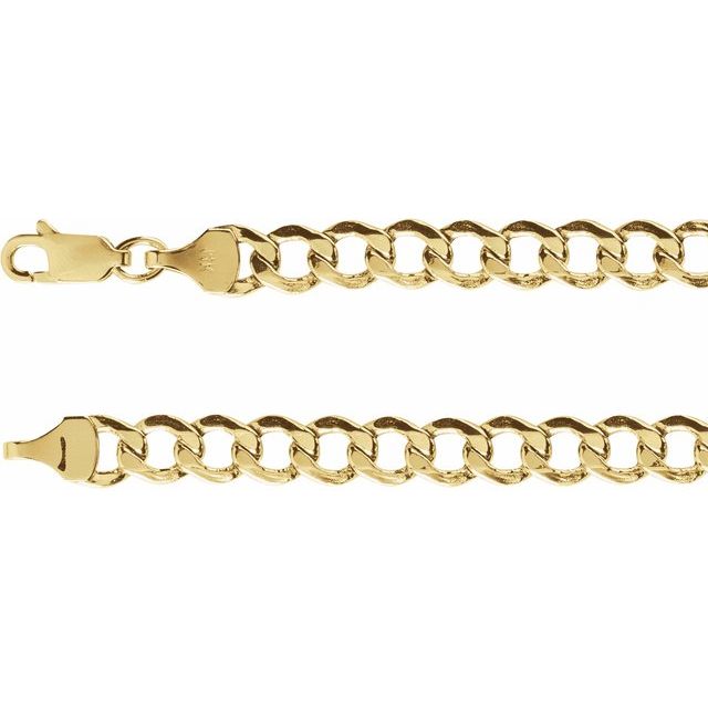 5.3mm Hollow Curb Chain Bracelet or Necklace - 14k Yellow Gold