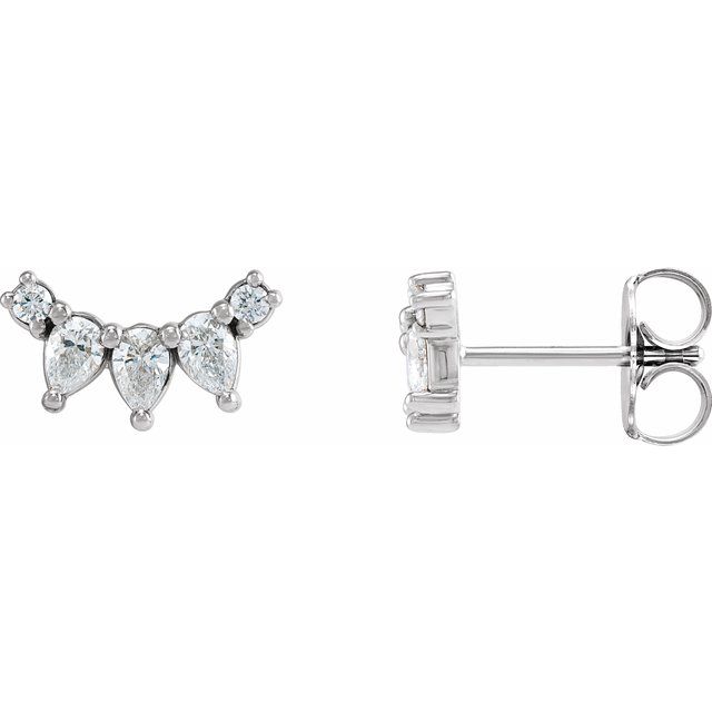 1/3 CTW Natural Diamond Curved Bar Earrings- 14k Gold (Y, W, R), Platinum, or Sterling Silver
