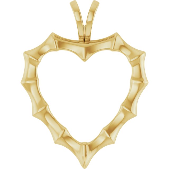 14K Yellow Bamboo Heart Pendant